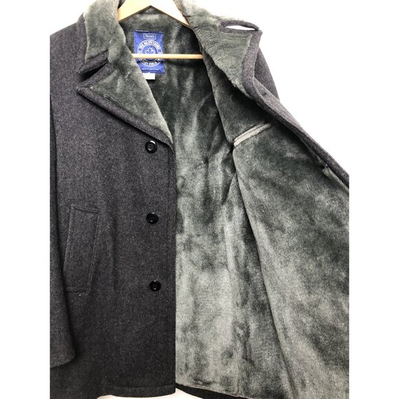 Vintage Sears Mens 40 L Faux Fur Lined Wool Overcoat Mid Length Coat Mint - Picture 6 of 8